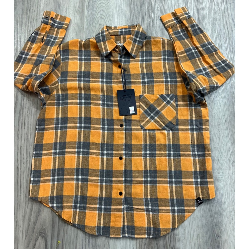 Gameday Social Clemson Tiger Plaid Flannel Shirt Men's S Orange Purple Paw Print